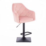 Barová židle ROMA VELUR na černé hranaté podstavě - světle růžová LuxuryForm