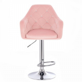 Barová židle ROMA VELUR na stříbrném talíři - světle růžová
