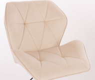 Kosmetická židle MILANO MAX VELUR na černé podstavě s kolečky - krémová