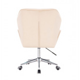 Kosmetická židle MILANO MAX VELUR na stříbrné podstavě s kolečky - krémová