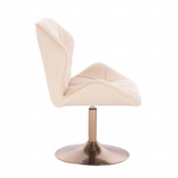 Kosmetická židle MILANO MAX VELUR na zlatém talíři - krémová