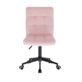 Kosmetická židle TOLEDO VELUR na černé podstavě s kolečky - růžová