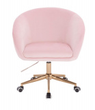 Kosmetická židle VENICE VELUR na zlaté podstavě s kolečky - růžová