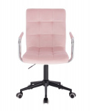 Kosmetická židle VERONA VELUR na černé podstavě s kolečky - růžová