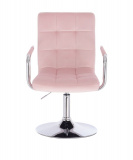 Kosmetická židle VERONA VELUR na stříbrném talíři - růžová