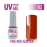 82.UV gel lak na nehty hybridní FIRE RED GLITTER 6 ml