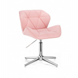 Kosmetická židle MILANO na stříbrném kříži - růžová