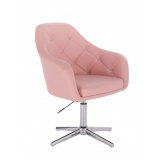 Kosmetická židle ROMA na stříbrném kříži - růžová