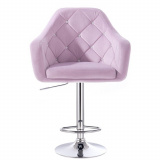 Barová židle ROMA VELUR na kulaté stříbrné podstavě - fialový vřes