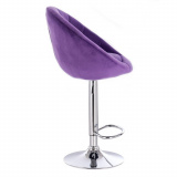 Barová židle VERA VELUR na kulaté stříbrné podstavě - fialová