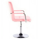 Kosmetická židle VERONA na stříbrné kulaté podstavě - růžová