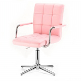 Kosmetická židle VERONA na stříbrném kříži - růžová
