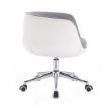 Kosmetická židle MONTANA na stříbrné podstavě s kolečky - šedobílá