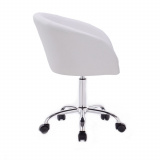 Kosmetická židle VENICE na stříbrné podstavě s kolečky - bílá