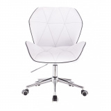 Kosmetická židle MILANO MAX na stříbrné podstavě s kolečky - bílá