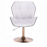 Kosmetická židle MILANO MAX na zlatém talíři - bílá