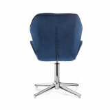 Kosmetická židle MILANO MAX VELUR na stříbrném kříži - modrá