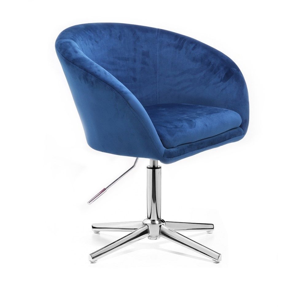 Kosmetická židle VENICE VELUR na stříbrném kříži - modrá