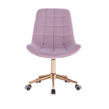 Kosmetická židle PARIS na zlaté podstavě s kolečky - fialový vřes
